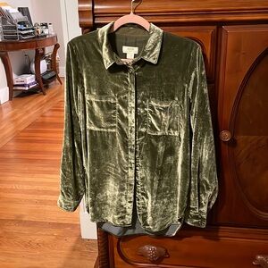 Maeve by Anthropologie crushed velvet button up shirt